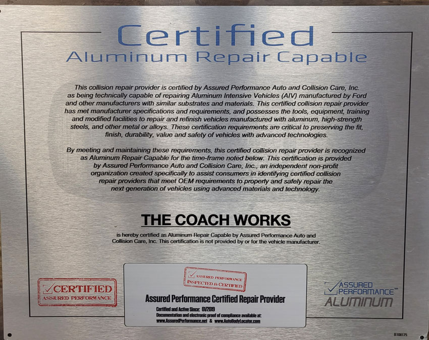 Aluminum Repair Capable Certified